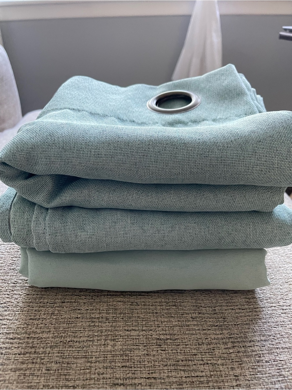 Grommet Top Curtain Panel in Light Teal - Modern Drapery